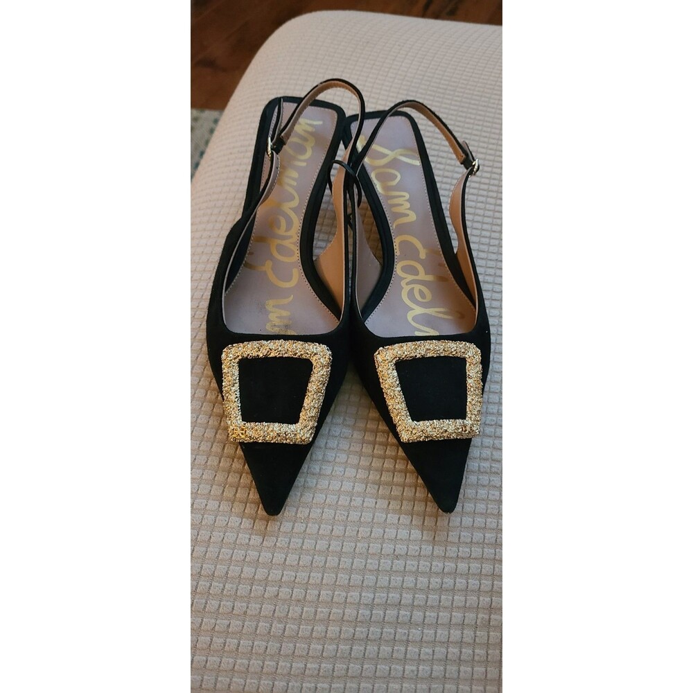 Sam Edelman Black Women's Shoes with Gold Buckle 8.5 Gently Used - Picture 3 of 8